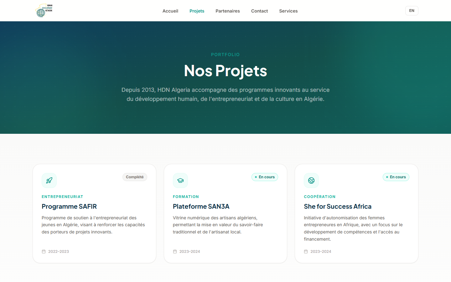 Projects portfolio page